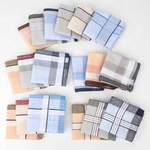 12pcs/Set Men's Pure Cotton Plaid Handkerchiefs, 16-Inch Pocket Squares Gift Box Set, Ideal Gift For Father, Husband, Boyfriend - Multicolor - View 2