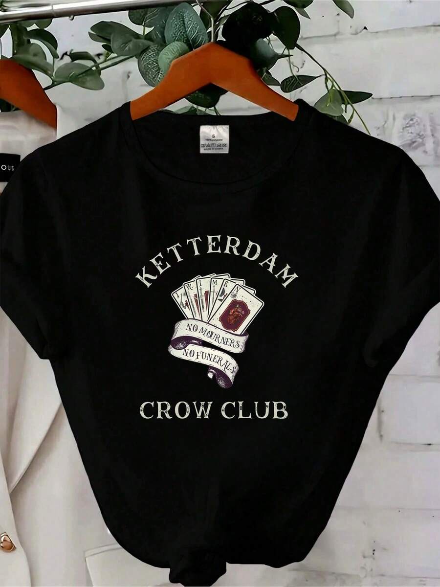 Women's Printed T-Shirt Ketterdam Crow Club Six Of Crows T-Shirt Sweatshirt Hoodie LY13065 V96 - Black - View 1