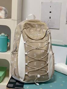 Nueva mochila de diseño de bloques de color para la temporada de regreso a clases, versátil para parejas, multifuncional, de gran capacidad, cómoda, minimalista y elegante, adecuada para diversas ocasiones (sin accesorios incluidos) - Multicolor - Ver 13