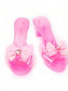 1 par de zapatos de cristal de princesa - Zapatos de cristal para niña de fiesta - Accesorios de fiesta - Accesorios de decoración para fiesta de vacaciones - Juguete de zapatos de cristal para niñas - Accesorios para fiesta de Halloween.Accesorios para fiesta de Navidad - Zapatos de cristal con lazo de princesa - Accesorios de disfraz de vacaciones, Accesorios de Halloween - Zapatos de cristal de princesa - Ver 5