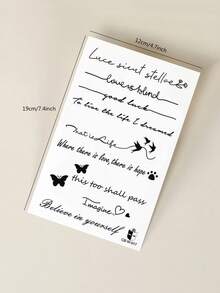 CAT QUEEN ART Herbal Juice Semi-Permanent Y2K Tattoo Sticker Romantic Line Rose Heartbeat Love Pattern 1-2 Weeks No Fading Wrist Shoulder Neck Body Skin Tattoo Sticker 1pc/Pack - Blue - View 8