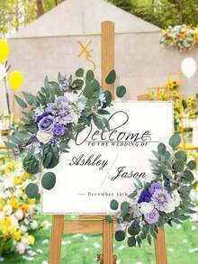 2件組婚禮拱門裝飾 人造酒紅紅色婚禮花束，適用於歡迎牌、婚禮、生日、開幕儀式與接待拱門花藝布置 - 多色-- - 查看 3