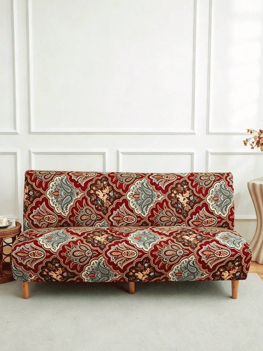 1pc Sofa Bed Cover Printed High Elasticity Easy Installation Multiple Sizes Plant Leaf Pattern Printed All Seasons Home Essential - Multicolor - View 1