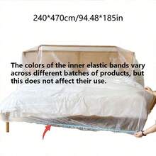 1 Pack 1/2/5pcs Disposable Furniture Dust Cover Elastic Drawstring Bed Cover Renovation Thickened Transparent Protective Plastic Film - Multicolor - View 2