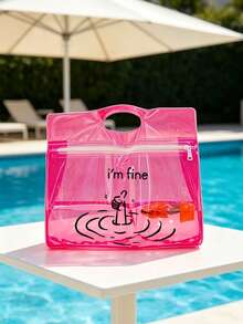 Transparente wasserdichte PVC-Kulturtasche, Muster mit farbigem "I'm Fine" Buchstabenmuster, große Kapazität Reisemakeup-Tasche, tägliche Badezimmeraufbewahrung, multifunktionale Organizer-Tasche, kann Shampoo, Lotion, Kosmetik, Badebekleidung und andere Badezimmerartikel aufbewahren, geeignet für Reisen, Urlaub, täglichen Gebrauch, geeignet für Reisende, Büroangestellte, Studenten, angemessenes Geburtstagsgeschenk, Geschenk zur Einschulung, Lehrer-Tag-Geschenk - Verschiedenfarbig - Übersicht 9
