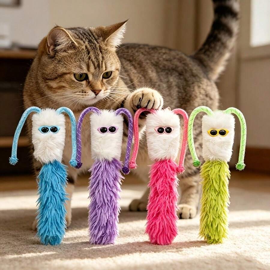 Juguete interactivo de peluche para gatos con función de patada automática, juguete de interacción divertida para mascotas, juguete de patada duradero para gatos, adecuado para gatos de interior, puede jugar y hacer ejercicio de forma independiente, aliviar el aburrimiento y puede usarse como juguete de entrenamiento de caza - Multicolor - Ver 1