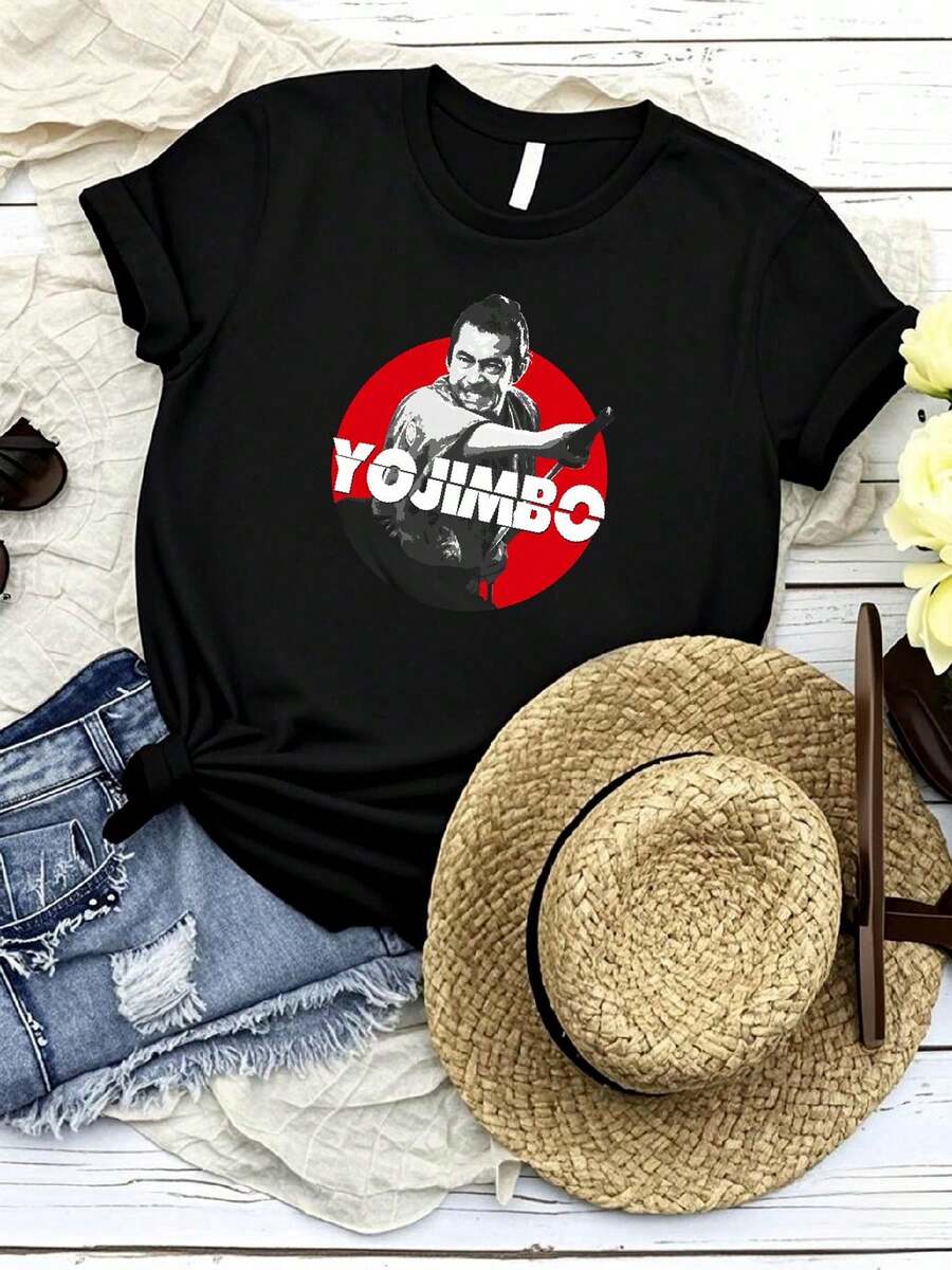 T-shirt imprimé pour femmes NWT Yojimbo Toshiro Mifune T-shirt unisexe cool et amusant pour hommes - Noir - Voir 1