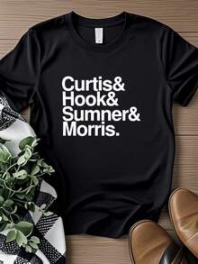 Women T-Shirt Print Joy Division T-Shirt, Curtis Hook Sumner Morris, Gift For Her, Joy Division, Ampersand Tee, Helvetica, White Text - Black - View 1