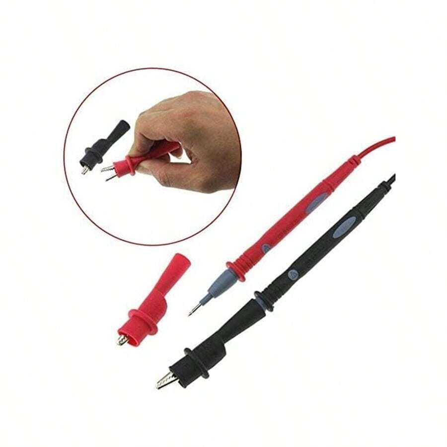 2 piezas Negro + Rojo Cables de prueba de multímetro de enchufe directo con pinzas de cocodrilo universales - Negro + Rojo 2 piezas - Ver 1