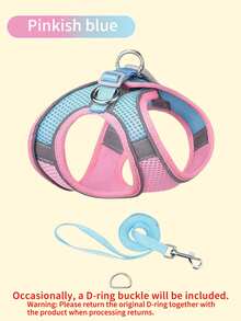 1 Set Universal Pet Breathable Mesh High Visibility Reflective Anti-Escape Harness Leash, Suitable For Dogs & Cats Outdoor Walking, Travel, Daily Use - Multicolor - View 24