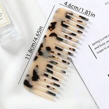 1 chiếc lược chải tóc răng thưa bằng nhựa axetat màu rùa nhạt di động họa tiết da báo, dụng cụ tạo kiểu tóc, phụ kiện tóc - Nhiều màu - Xem 4