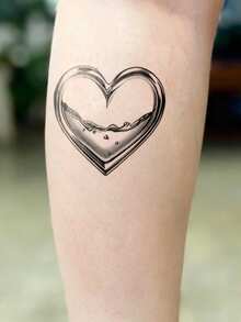 STARTTOOS Liquid Metal Cyberpunk Y2K Silver Heart Pattern Tattoo Temporary Sticker For Arm, Ankle And Body Skin, 1pc - Silver - View 4