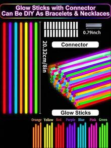 100/15pcs 8-Inch Glow Sticks, 10-12 Hours Glow Time, Suitable For Parties, Gatherings, Bars, Birthdays, Halloween Parties, Holiday Decorations And Disposable Items - Seven-color Glow Sticks - View 3