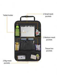 Car Back Seat Organizer Bag With Touchscreen Tablet Holder, Car Storage Pocket Cover, Car Seat Back Protector, Car Accessories - A - View 3