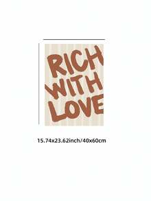 1pc Frameless Bold Brown Typography 'Rich With Love' Neutral Stripe Background Minimalist Wall Art Canvas Poster - Inspirational Quote Print For Bedroom, Dorm, Apartment, Living Room,Classroom, Prints For Wall, Vintage Decor & Best Gift Choice - Word - View 10