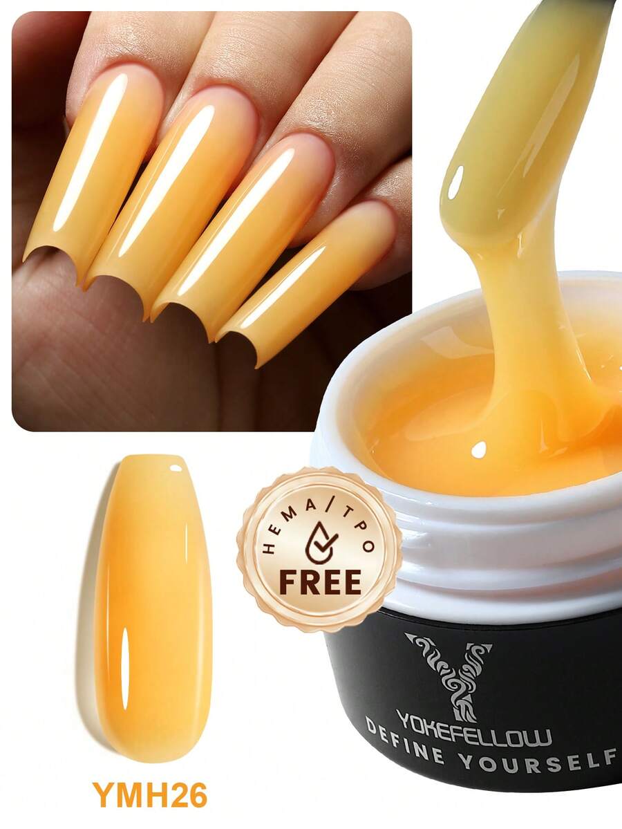 YOKEFELLOW 15g Orange Soak-Off Builder Gel For Nail Extensions, UV LED Long-Lasting Thickening Gel, Summer Vacation Nail Art, Best Gift For Women And Girls - Orange - View 1