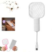 1Pc White Plain 2026 New 2-In-1 USB Rechargeable Electric Mosquito Swatter, 5-Layer Safety Mesh Bug Zapper With Mosquito Lure, Portable Pest Control Tool For Home Camping Patio Outdoor Household Supplies - White - View 1