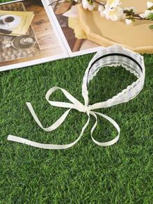 1pc Daily Casual Gentle Minimalist White Hollow Flower Mesh Wide Headband Hairband - White - View 3