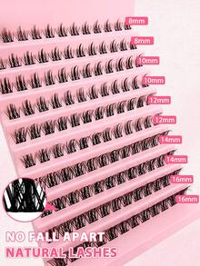 120pcs C-Curl Cluster False Eyelashes, DIY Segmented Individual Lashes, Pointed Tip Individual Lashes, Eyelash Clusters, False Eyelashes - Black - View 3