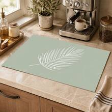1pc Minimalist Diatomaceous Earth Absorbent Drying Mat, Non-Slip Heat-Resistant Coffee Machine Pad, Kitchen Countertop Dish Drainer Mat, Suitable For Coffee Bar, Dining Table, Kitchen And Home Decor - Multicolor - View 1