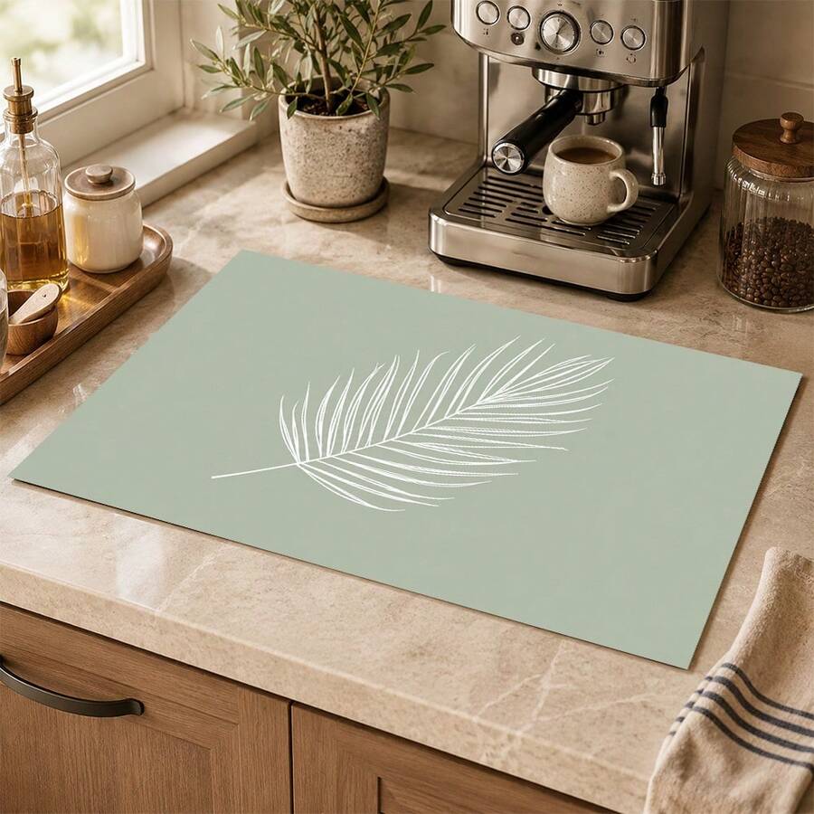 1pc Minimalist Diatomaceous Earth Absorbent Drying Mat, Non-Slip Heat-Resistant Coffee Machine Pad, Kitchen Countertop Dish Drainer Mat, Suitable For Coffee Bar, Dining Table, Kitchen And Home Decor - Multicolor - View 1