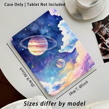 行星、雲朵、月亮與星星圖案，1件平板電腦保護殼附支架，相容於 Honor 8/9/10/X8/X8A/X9/X8Pro/X9Pro、MatePad Se 11"/MatePad 11"/11.5"、MatePad Pro、Apple 10th/11th Gen 2025 (A16) - 款式23 - 查看 3