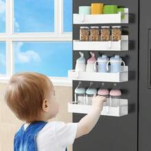HuggieGems - Paquete de 4 estantes magnéticos para almacenamiento de especias para refrigerador y horno, organizadores de nevera ABS blanco y almacenamiento - 1 - Ver 7