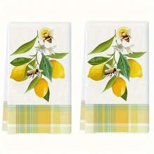 1/2/100pcs Luxury Kitchen Towels, Lemon & Bee Pattern Design, Multiple Sizes Available, Machine Washable, Heat Resistant, Highly Absorbent And Easy To Clean, Suitable For Party Decor, Coffee Table And Home Decoration - Multicolor - View 18