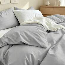 2/3pcs Soft Duvet Cover Set, Include1 Duvet Cover(Without Filler) + 1/2 Pillowshams(No Pillow Core),Lightweight And Breathable,Perfect For Summer And All Seasons,Excellent Room Decor,Perfect Holiday/Festival/Summer Gift,Twin-2pcs,Full/Queen/King-3pcs - Grey - View 7
