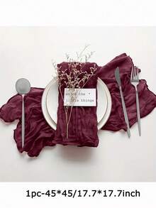 1pc/3pcs Bohemian Style Cheesecloth Table Runner, Semi-Transparent Gauze Tablecloth, Suitable For Wedding, Birthday, Baby Shower, Party, Bohemian Style Table Decor (Wine Red) - Burgundy - View 12