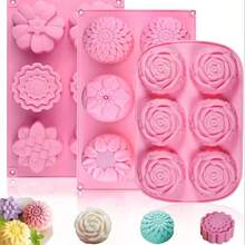 1 buah Cetakan Sabun Bunga - Cetakan Cangkir Silikon dengan Pola Bunga Warna Macaron (Merah Muda, Lavender), Dapat Digunakan Kembali, Cocok untuk Membuat Sabun, Parfum, Lotion Batangan, Kerajinan Tangan DIY - Cocok untuk Pemula dan Profesional - A - View 8