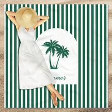 1pc Green Line Coconut Tree Patterned Beach Mat, Extra-Large Beach Mat, Lightweight And Durable. Ideal For Travel, Camping, And Picnics. Extra-Large Size For Adults. Highly Suitable For Beaches And Outdoor Adventures - Multicolor - View 6