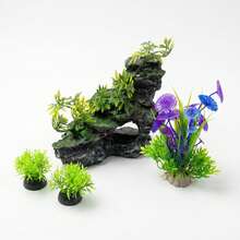 4Pcs/Set Juego de Paisaje de Acuario Simulado para Decoración de Tanque de Peces de Escritorio Crea Vista de Montaña y Agua Natural Instantáneamente - Acuario feliz - Ver 9