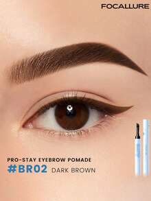 FOCALLURE 1.4g Pro-Stay Smudge-Proof Eyebrow Pomade, 2-In-1 3D Eyebrow Pomade With Brush, Waterproof And Sweat-Proof Eyebrow Color Paste, Fill And Shape Eyebrows, Daily Makeup - #BR02 DARK BROWN - View 3