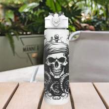 1 Stück/5 Stücke 750ml/26oz Kunststoff Sport Wasserflasche, dunkles Piraten-Totenkopf-Oktopus-Anker-Muster, auslaufsicherer Pop-Up-Deckel, cooler Muster Wasserbecher, geeignet für Laufen, Fitness, Radfahren, Wandern, tolles Geschenk für Feiertage und Geburtstage, geeignet für Eiskaffee, Saft, Hafermilch, fotoliebende Schwestern, beste Freunde, Sommernutzung, Geburtstagsgeschenk für Freund/Freundin, Studenten, Feiertagsgeschenk, Paar-Becher - Verschiedenfarbig - Übersicht 15