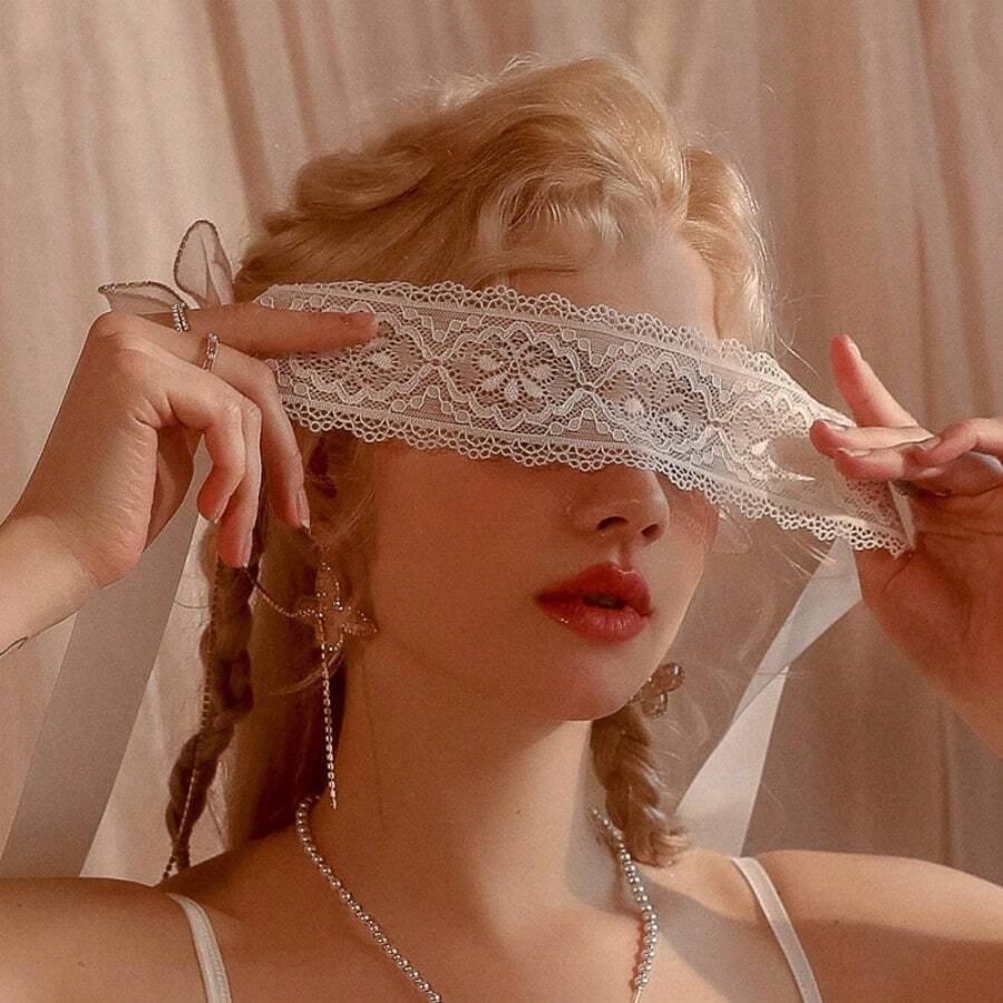 1pc Lace Eye Mask With Long Satin Ribbon - Masquerade Eye Mask, Perfect As A Gift Or Party Prop,Halloween - Multicolor - View 1