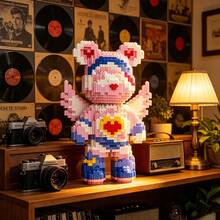1680pcs Mini Building Blocks Angel Bear DIY Bricks Model, Mosaic Micro Particle Assembly Toy, Creative Desktop Ornament, Collectible Decor, Perfect Gift For Birthday, Valentine's Day, Back To School & Holiday For Teens And Adults - Multicolor - View 7