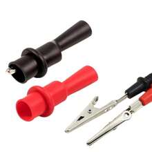2 piezas Negro + Rojo Cables de prueba de multímetro de enchufe directo con pinzas de cocodrilo universales - Negro + Rojo 2 piezas - Ver 2