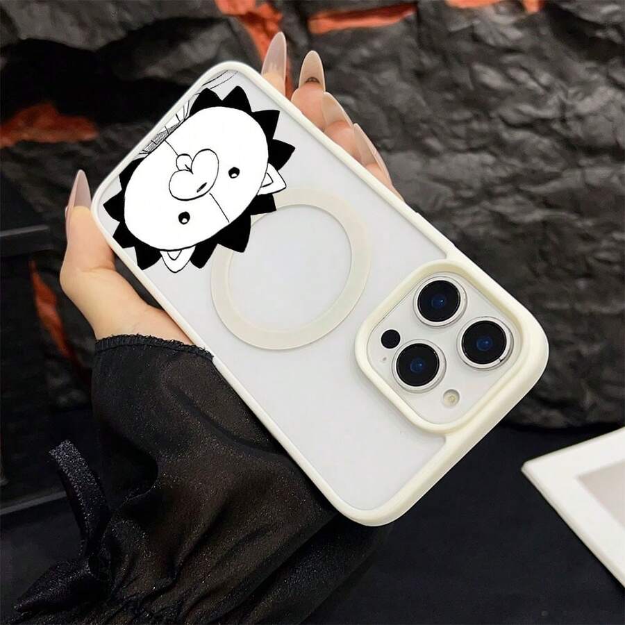 マグネット式黄ばみ防止 | 高級感あふれる2in1アクリルマグネット式スマホケース！スタイリッシュで手触りも良く、実用的な保護機能とマグネット式・耐衝撃設計を融合させた、高級感あふれるケースです。 獅子 絵 モノクロケース, 17e,家族、恋人、友人、そして子供たちへのプレゼントに最適です。Pixel 9 Pro/16e/9A/Pixel 8 Pro/14 Plus/17/12 Pro/Pixel 8/Pixel 10/Air/16 Pro/14 Pro Max/Pixel 8a 5G/13/17e スマートフォンケースに対応 - ホワイト - チェックする 1
