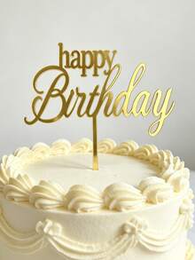 3入組 Happy Birthday PMMA 蛋糕插牌，金色手寫體字母蛋糕插飾，生日蛋糕裝飾與烘焙配件 - A - 查看 5