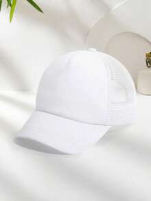 1pc Toddler Baseball Cap, Sun Protection Baby Boy Baseball Cap, Adjustable Size Mesh Baseball Cap, Children Outdoor Beach Sun Protection Hat - White - View 7