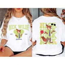 Disney World Zootopia Nick Wilde Shirt Four Seasons New Style Unisex Casual Pure Cotton T-Shirt - 2-JCS-2 - 查看 2