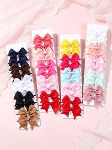 Set de 10 piezas de accesorios para el cabello con lazo, ligas para el cabello de unicolor con textura acanalada, diseño de cola de golondrina, accesorios para el cabello de moda para uso diario - Multicolor - Ver 4