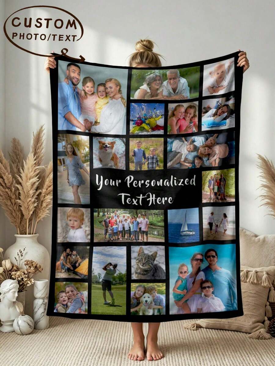 Custom Photo Blanket, Personalized Photo Keepsake Blanket. Christmas Gift, Family Gift, Birthday Gift, Wedding Gift, Gift For Her, Gift For Parents, Personalized Memory Throw, 2026, Anniversary Gift, Pet Memorial - Style 2 - View 1