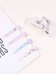 5pcs Cute Cat Hair Clips, Adorable Cartoon Hair Accessories, Convenient Portable Fluffy Bangs & Loose Hair Decoration, Shark New Style Sweet Hair Clips - Multicolor - View 7