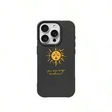 1 buah Casing Ponsel Bahan TPU Warna Keren Latar Belakang Hitam Pola Slogan Matahari Emas Retro Kompatibel Dengan iPhone 17 Pro Max/17/16 Pro Max/15/13/12/11/ S20 FE/A15/S24/A55/ Note 11/Note 12/Note 13 Pro Perlindungan Penuh Tahan Guncangan Lembut - Hitam - View 5