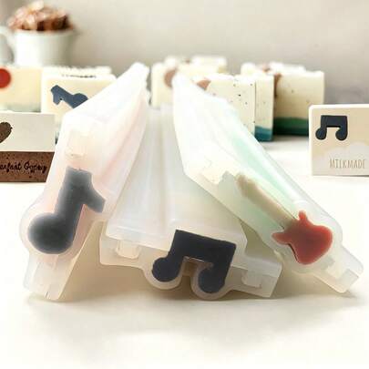 Guitar Violin Tube Soap Mold, Music Note Silicone Column Mould, Embed Soap Cold Process Making Supplies For DIY Soap, Handmade Candle