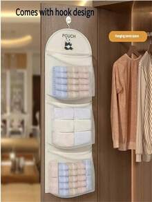 3-Tier Hanging Underwear Socks Bra Storage Mesh Bag, Suitable For Dorm And Home, Wall-Mounted Transparent Pocket Design, Multi-Layer Clothing Storage Organizer, Storage, College Dorm Essentials, Closet Organizer, Storage Rack, Bedroom Decor, Bathroom Organizer - Multicolor - View 3