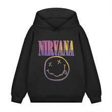 Nirvana Childrens/Kids Sunset Logo Hoodie - Black - View 1