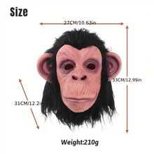 1PC Halloween Christmas Holiday Party Mask Latex Black Monkey Face Mask Ape Mask Gorilla Mask Funny Animal Full Face Head Cover Halloween Cosplay Prop - M - View 7